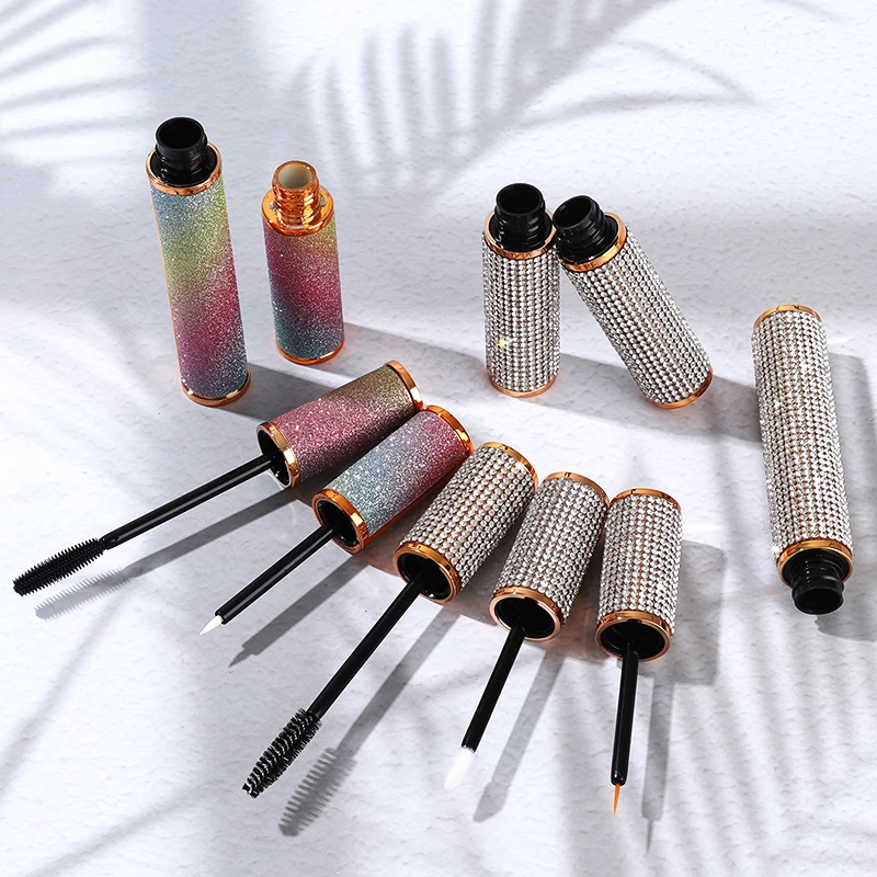 J110 5ml 6ml New arrival luxury 5ml double pearl diamond veneer lip gloss packaging empty round unique lipgloss tubes