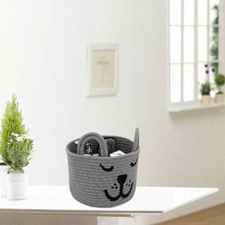 Custom soft colorful animal design cute cat dog cartoon clothes and toys 100 cotton rope baby storage baskets