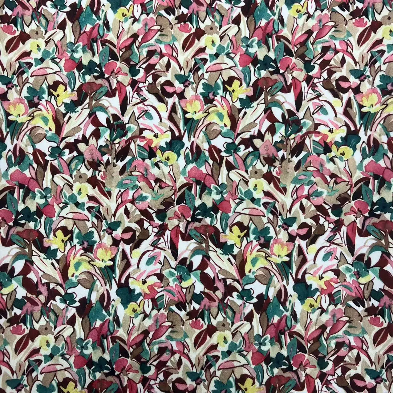 latest oil painting style florals Designs fabric twill woven 100%Terylene polyester faux acetate satin printed Fabrics For cloth