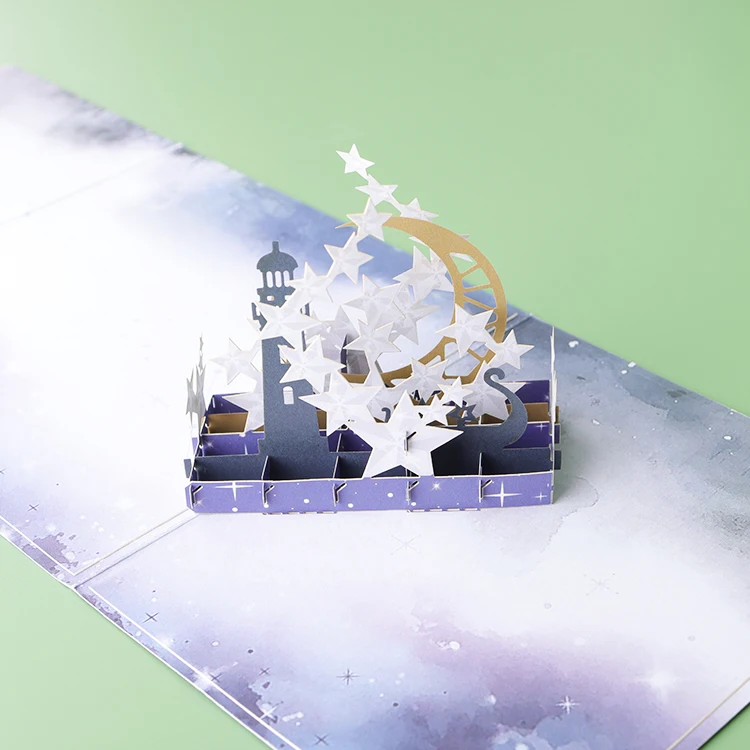 Custom greeting cards Handmade holder Happy Ramadan Eid 3D pop up invitation card