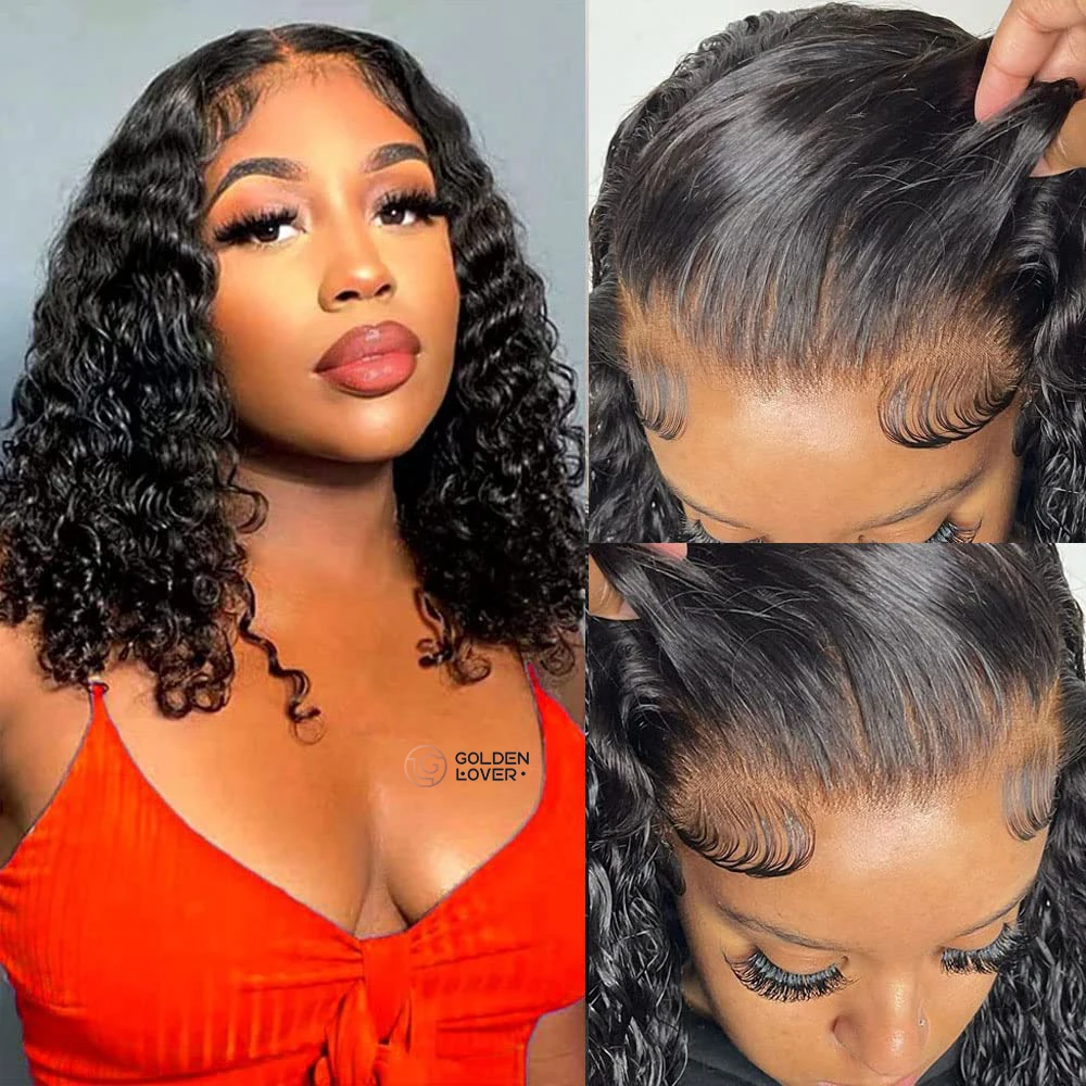 Cheap Price Brazilian Water Wave Remy  Human Hair  Transparent 13*4 Lace front Wig for black woman