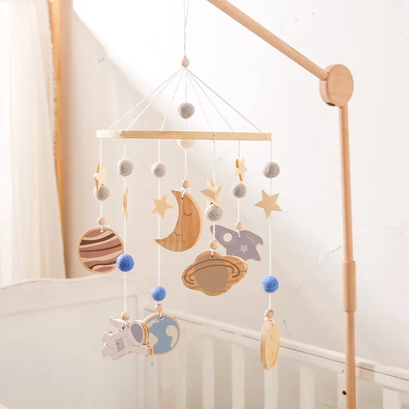 space mobile infant bedroom boho newborn cot wooden space nursery baby crib mobiles hanging decor shower gift soothe toy