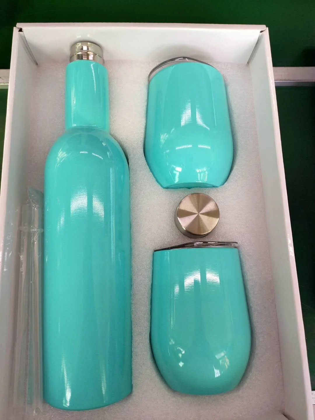 750ml Gift Set 12oz Egg shaped wine tumblers and Bottle stainless steel insulated vacuum double wall water coffee thermos mugs