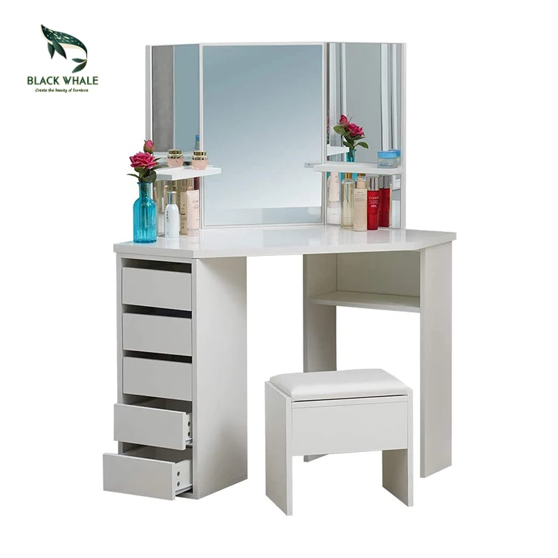 
Coiffeuse Meuble Wooden Dressing Table Lighted Mirrored Drawers Dresser Bedroom Furniture Make Up Vanity 