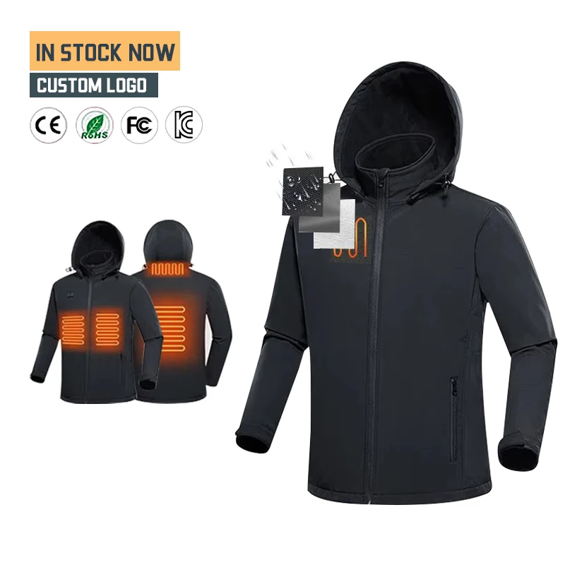 OEM Women Waterproof Battery Heated Jacket Winter USB Electric Heated Hooded Coat Jacket Men