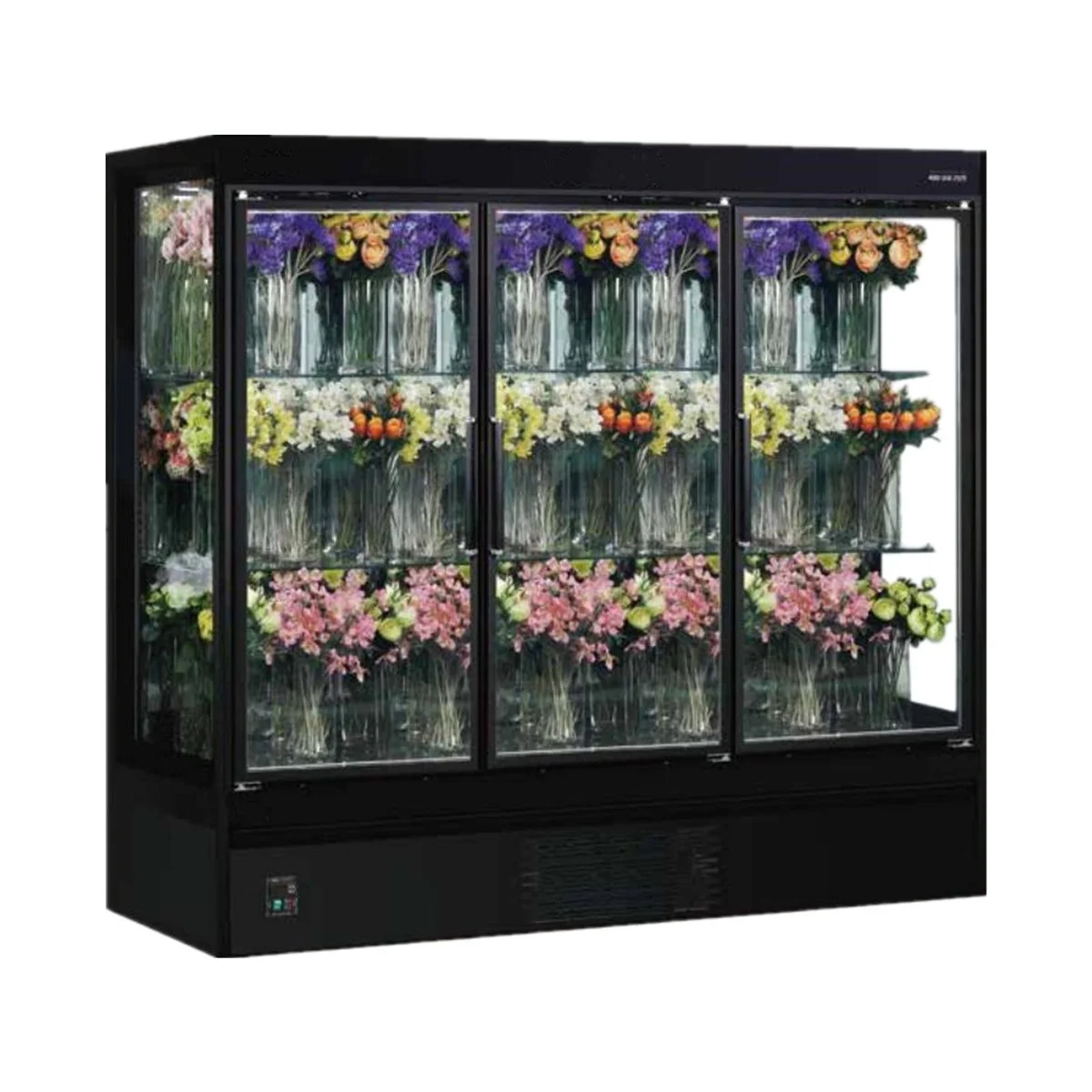 Три двери охладитель Вентилятор охлаждения 3 стеклянные двери Вертикальный демонстрационный холодильник цветок охладитель охлаждаемый прилавок-витрина