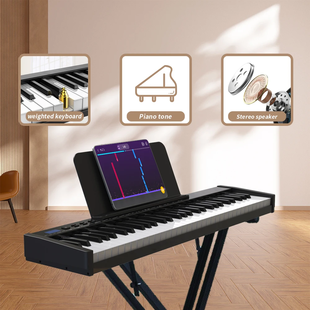 Smart Portable 61-Keys Digital Organ Musical Electronic Keyboard Smart Piano Musical Instrument