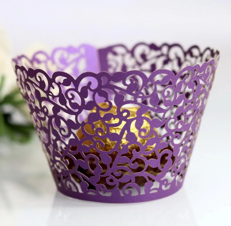 Laser Cut Wedding Crown Cupcake Wrappers Muffin Paper Baking Cake Cups Decoration