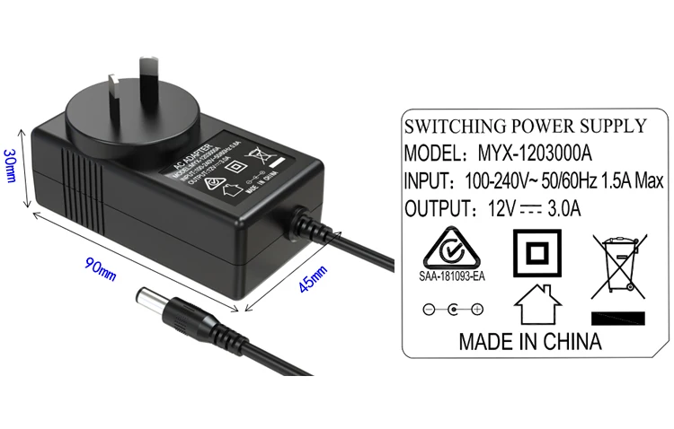 230v 50hz ac dc switching power supply 12v 3a ac adaptor 24v 1.5a power adapter