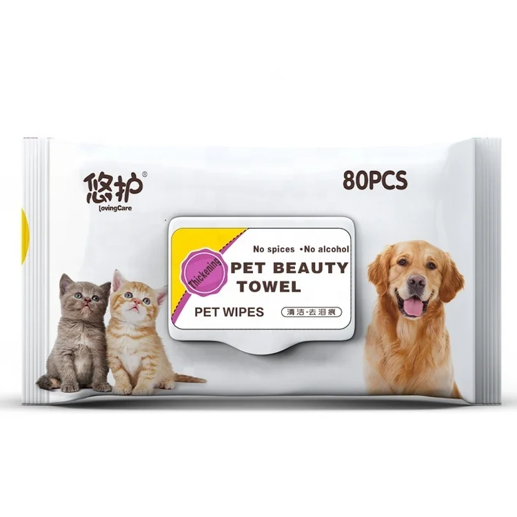 Competitive Price 80 Pieces Organic Disposable Pet Wipes Biodegradable Pet Wipes