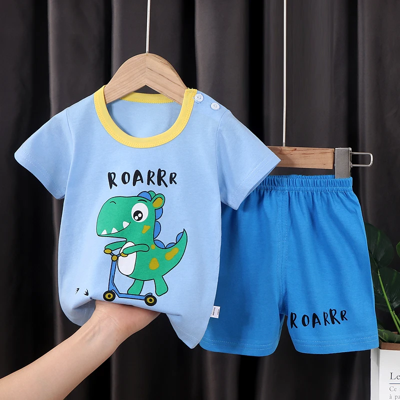 Factory supply kids clothes summer 2 pcs kids shorts t-shirts sets for boys girls clothing sets