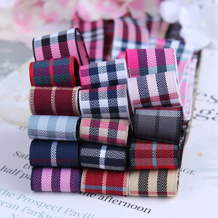 Жаккардовая цветная клетчатая лента с градиентной Клетчатой Лентой двухцветная полосатая контрастного цвета большая