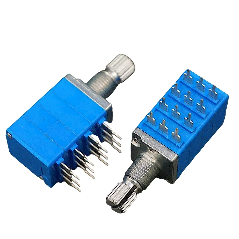 Free samples 9mm 4 gang 12pins 10K 20K 50K 100K linear rotary potentiometer dual concentric shaft b203 rotary potentiometer