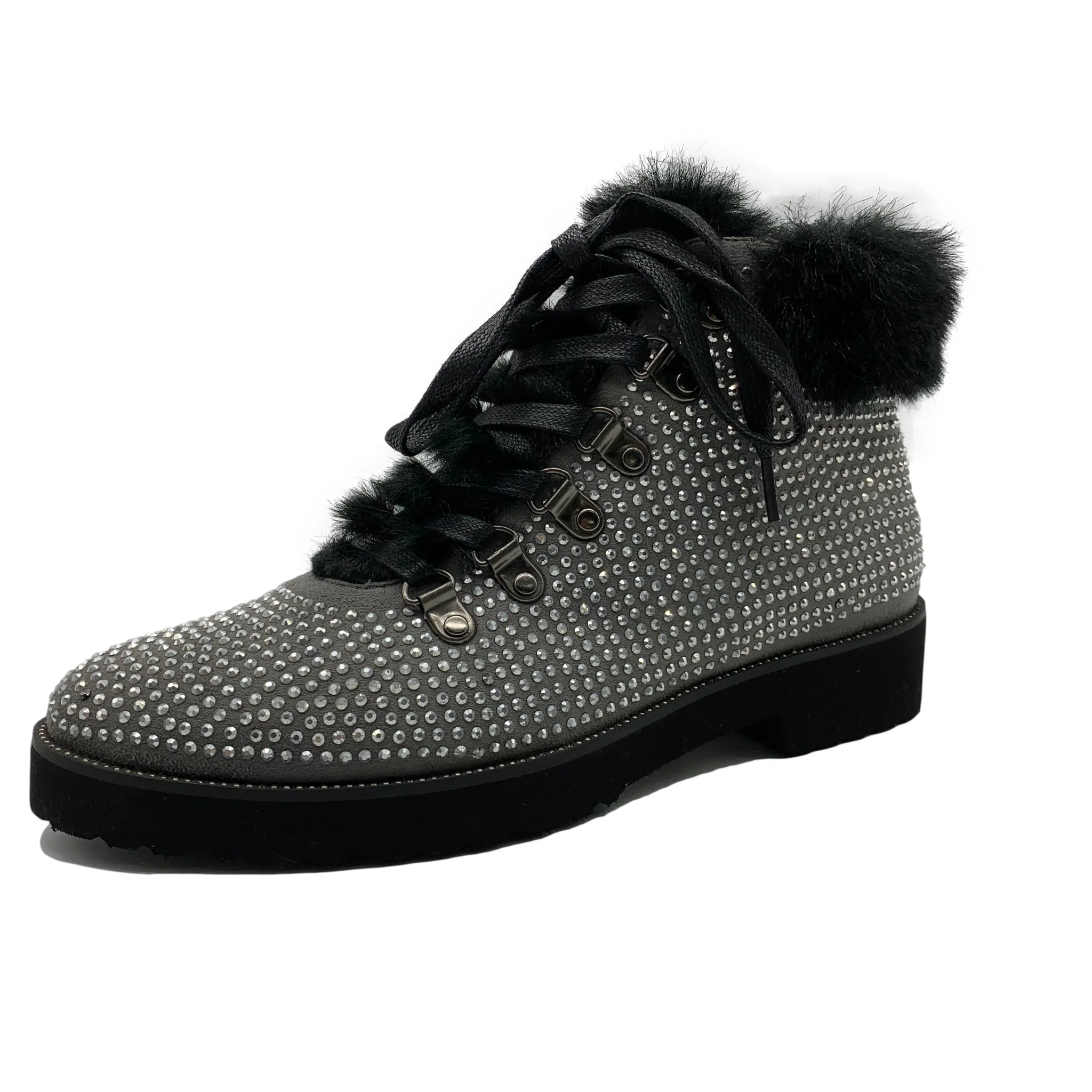 
Brand Design Custom Ankle Boots Women Genuine Leather Shining Diamond Mukluk Winter Boots 