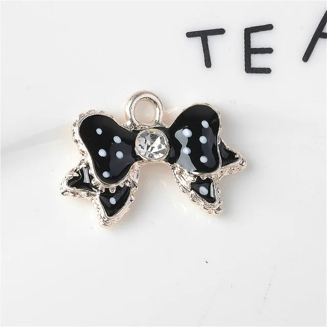 DIY Zinc Alloy Diy Pendants Jewelry Making  Accessories  Enamel Enameled Bow Bowknot Charm