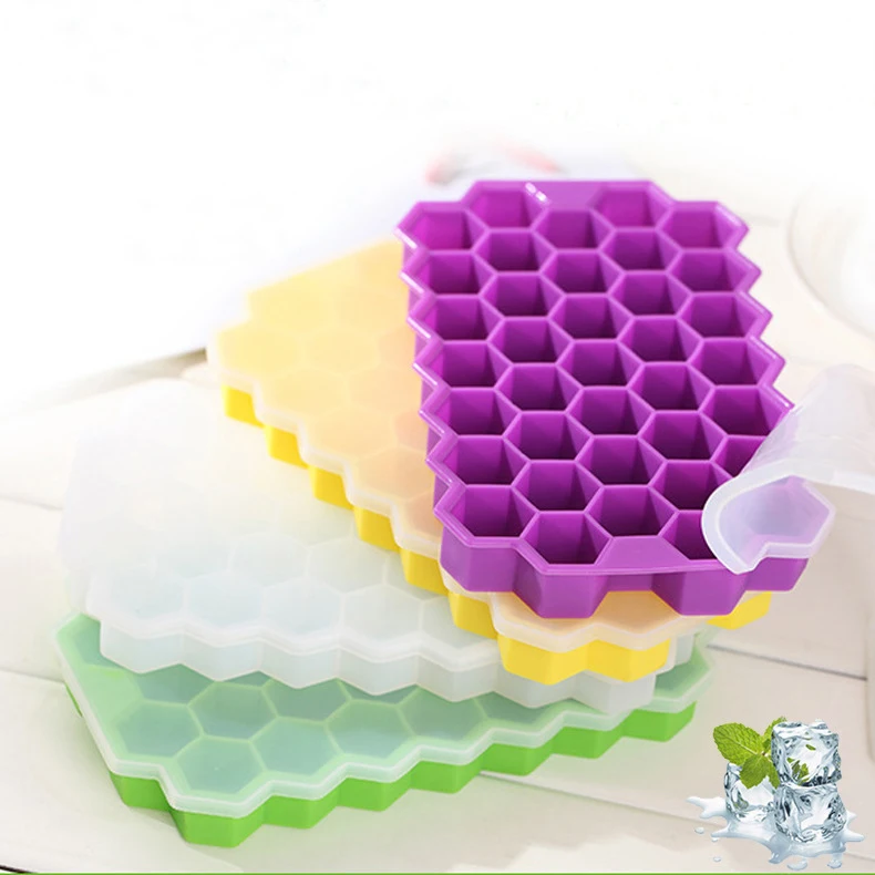 Hot Sale 37 Grid Silicone Ice Cube Maker Ice Cube Tray with Lid for Ice Kitchen Whiskey Cocktail