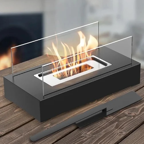 Most Popular Matte White Metal Eco-friendlyPortable Ethanol Tabletop Fire Pit Tabletop Fireplace With Glass