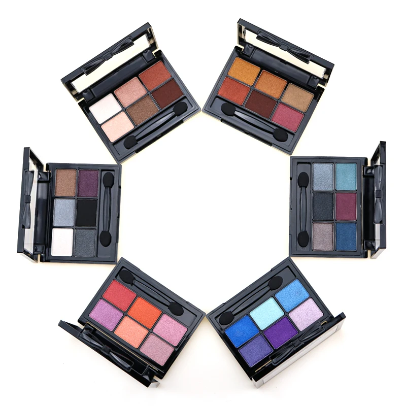 Wholesale Cosmetic  Make Up 6 Colors Waterproof Powder High Pigmented Private Label Eye Shadow Pallets