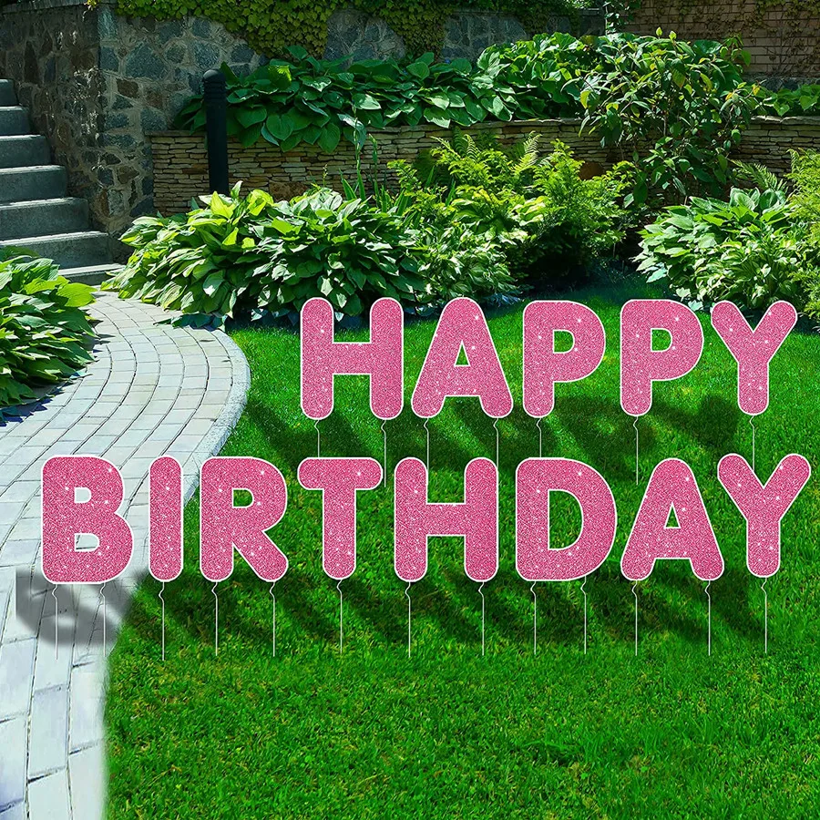 Outdoor Lawn Decorations Colorful Birthday Party Yard Signs Letters Yard Signs With H Stake