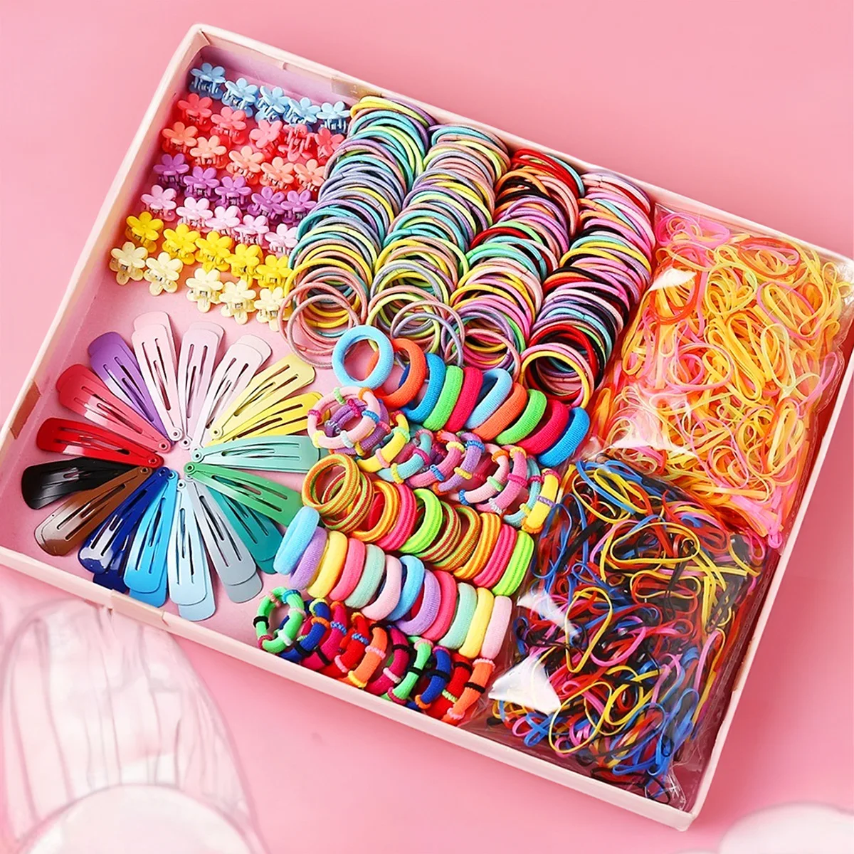 Low Moq 780 Piece Set Mixed Color Little Girl Elastic Hair Band Hair Claws And Clip Girls Accessories