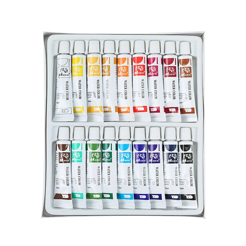 High Quality 18 Colors Aluminum Tubes Fine Art Drawing Artist Beginner Water Color Set