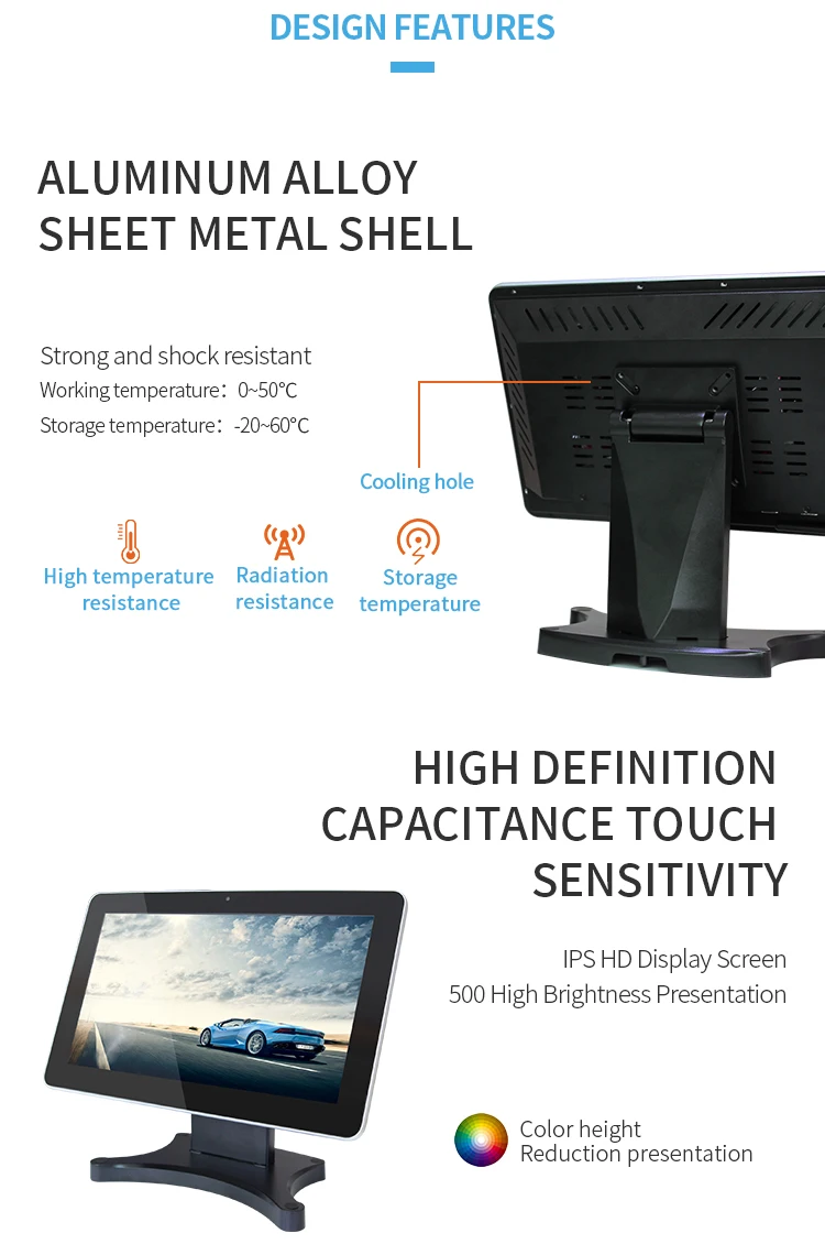 Black Industrial Pc Usb Rj45 Wifi 15.6 Inch Desktop All In One Touch Pc For Data Collection System