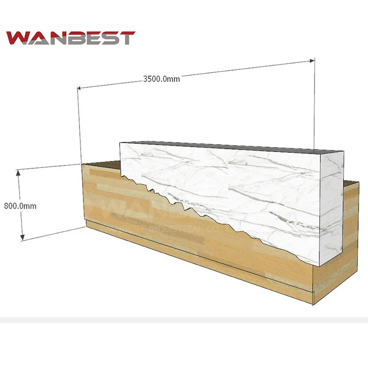 New Design Marble Beauty Salon Wooden Office Furniture Reception Desk Counter Design