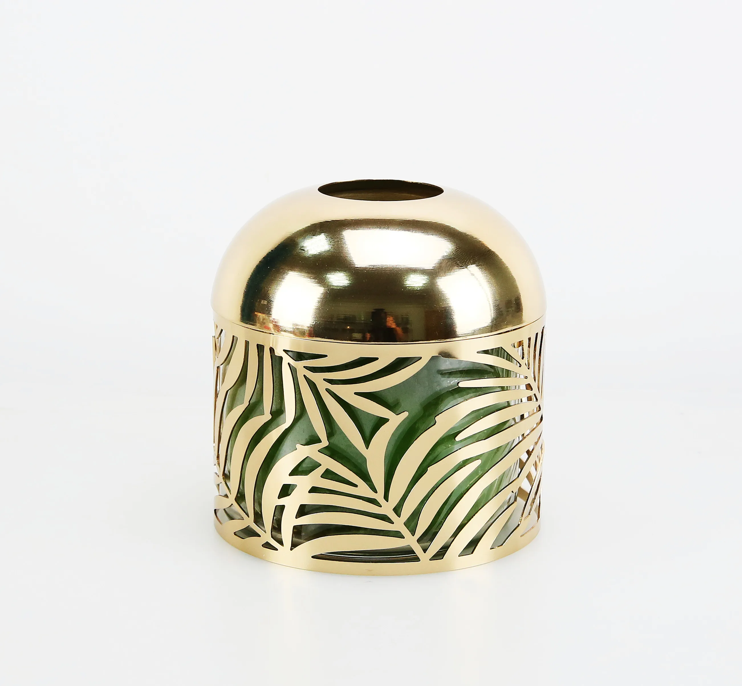 Весенняя металлическая баночка с узором пальмового дерева, подсвечник цвета шампанского с металлическим рукавом и покрытием в стиле народного искусства