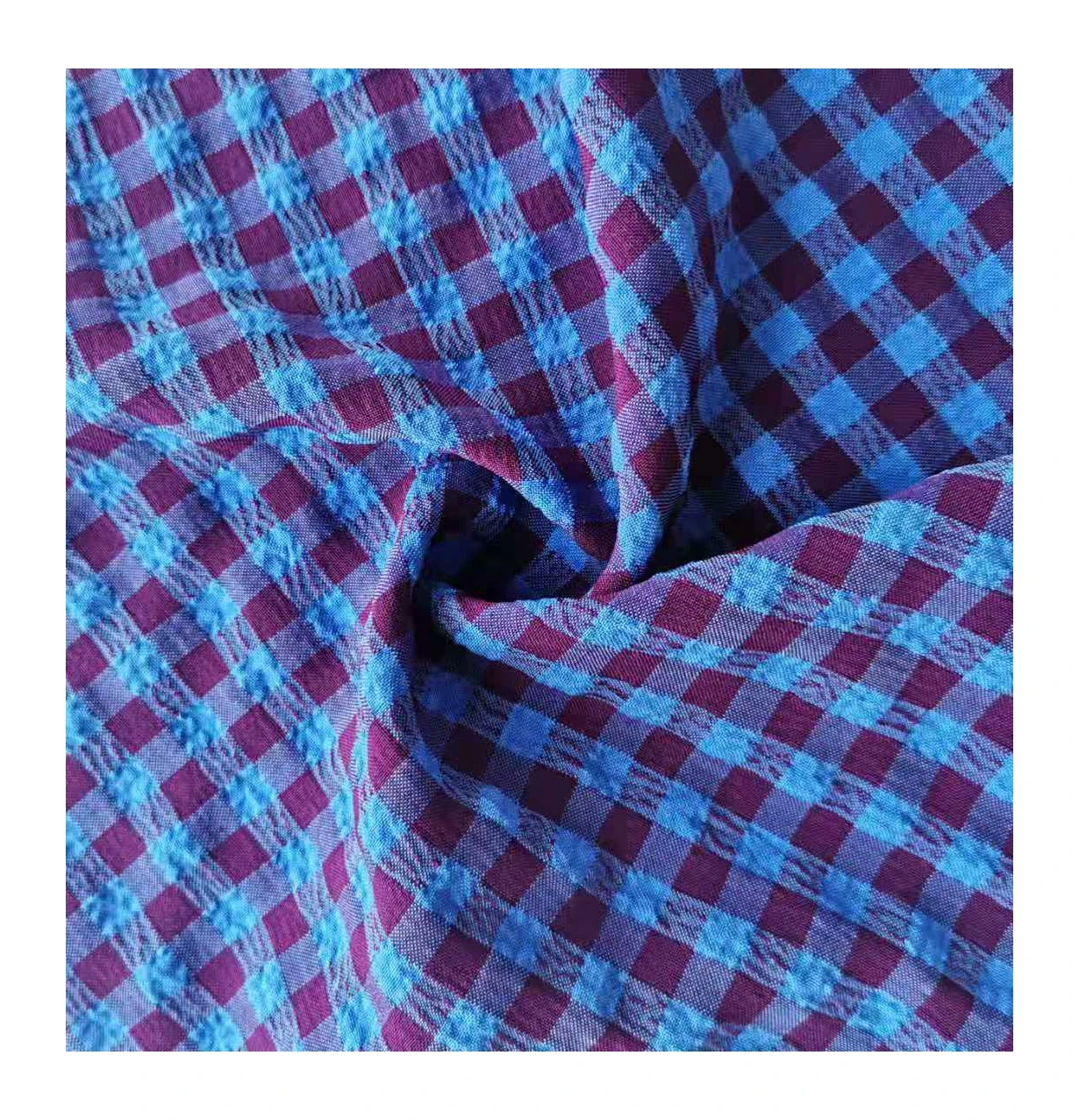 200D Polyester Spandex Blend 4 Way Stretch Fabric Check Elastic Crepe Fabric For Shirt Blouse Dress