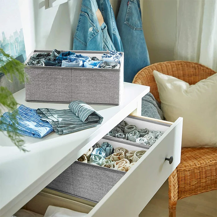 Best Selling 6 Set Foldable Closet Dividers Drawer Storage Organizer Bra And Underwear Box