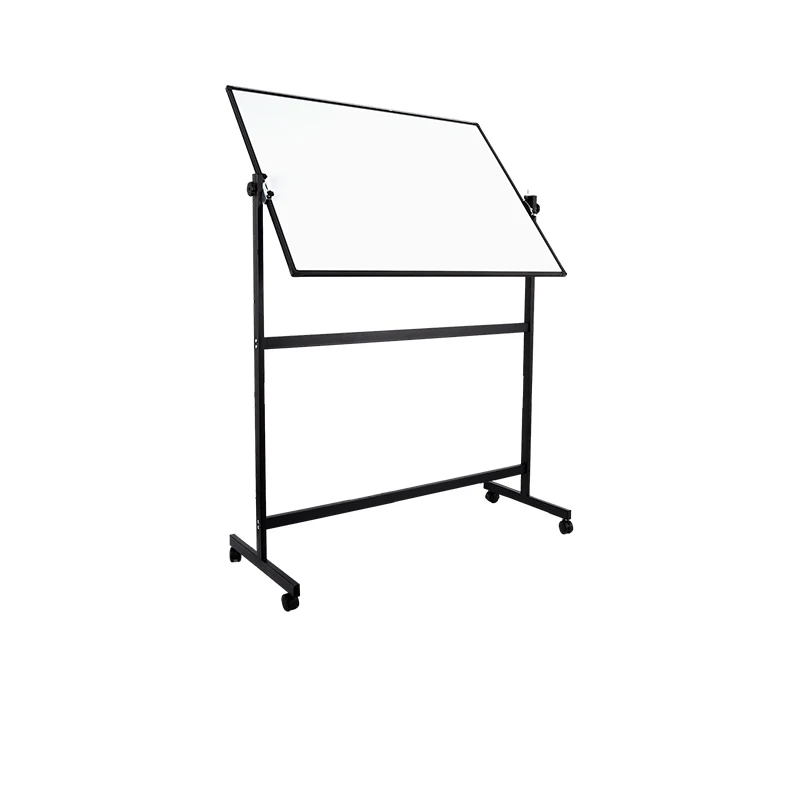 OEM Factory Wholesale 90x120CM Mobile Whiteboard Easel 360 Rotation Height Adjustable Steel Magnet Plastic Stand Lockable Wheels