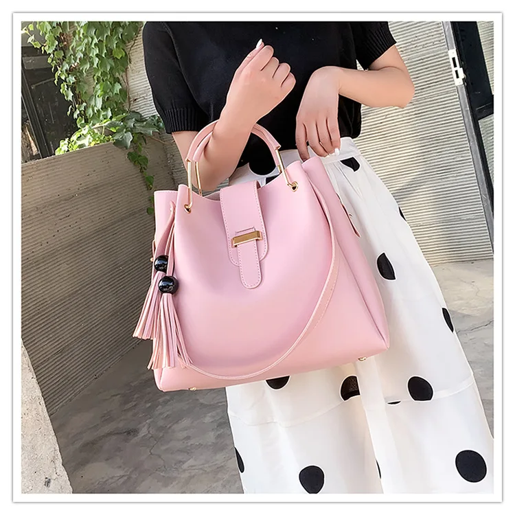 Big capacity pu ladies Tote shoulder bag 3 in 1 set bags women handbags