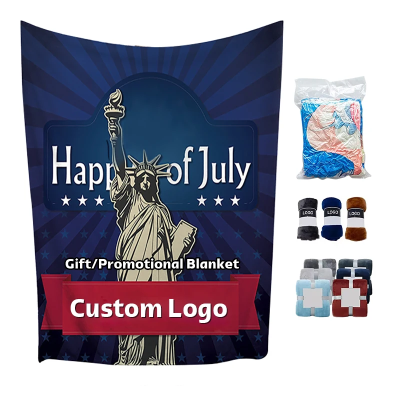 Super Soft Microfiber Flannel Fleece Gift Blanket Throw Blanket Wholesale Custom Throw Promotional Polar Winter Blanket