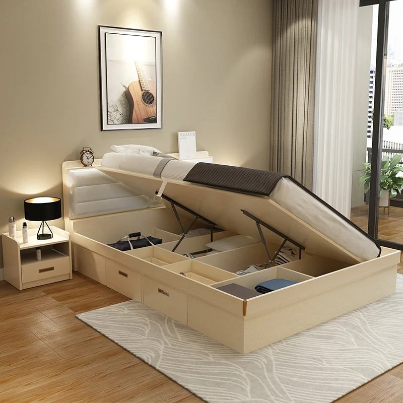 Factory Direct Sale Space Saving Storage Bed and high quality wooden bed for bedroom furniture set