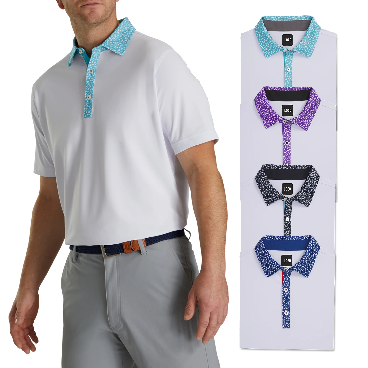 Blank Plus Size Short Sleeve Button Up Polo Shirts Heavyweight Golf Clothing 100% Cotton For Men