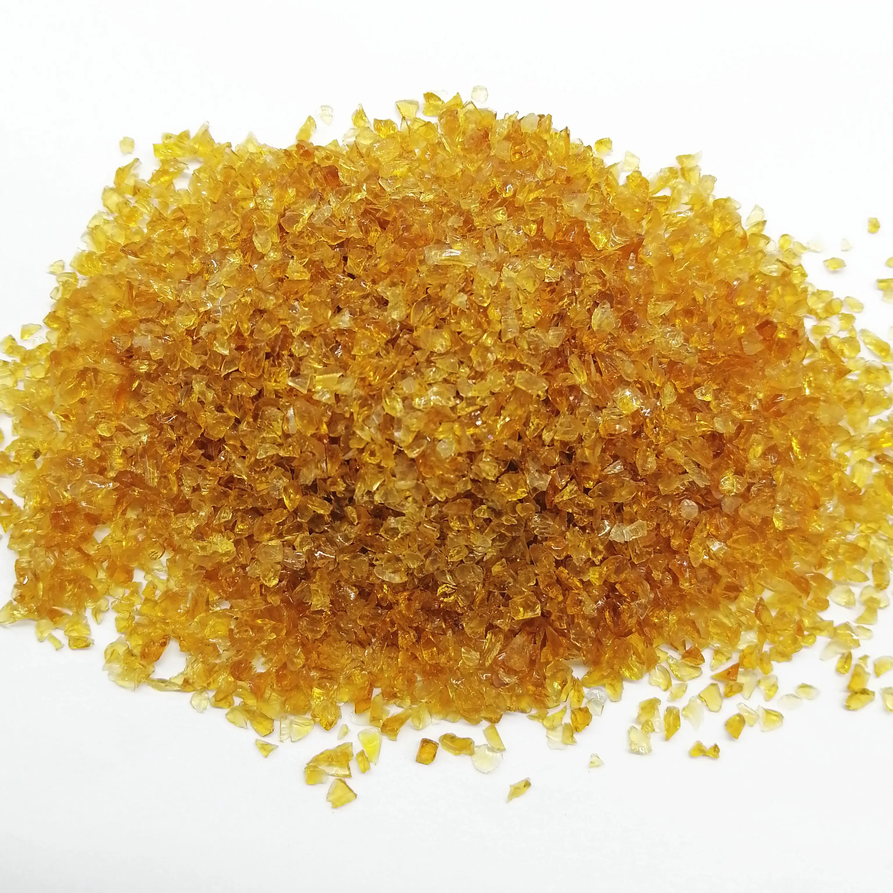 Hot sale manufacturer amber 1-3mm aggregate broken crushed glass chips used for terrazzo floor and tile