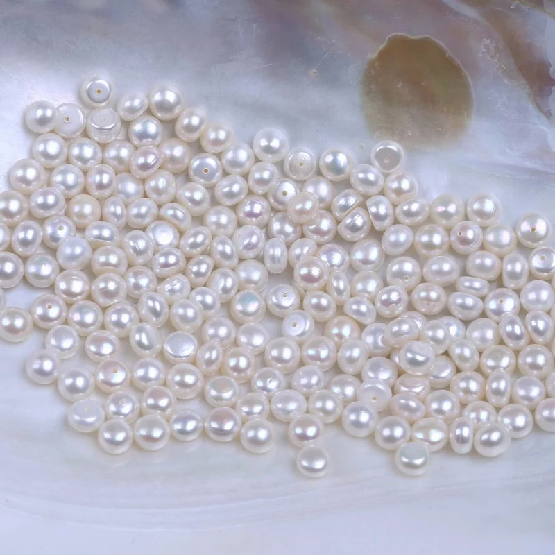 Natural Freshwater Pearls 3A Quality Per Piece Price High Luster Loose Button Pearl Half Drilled Flat Back Button Pearls