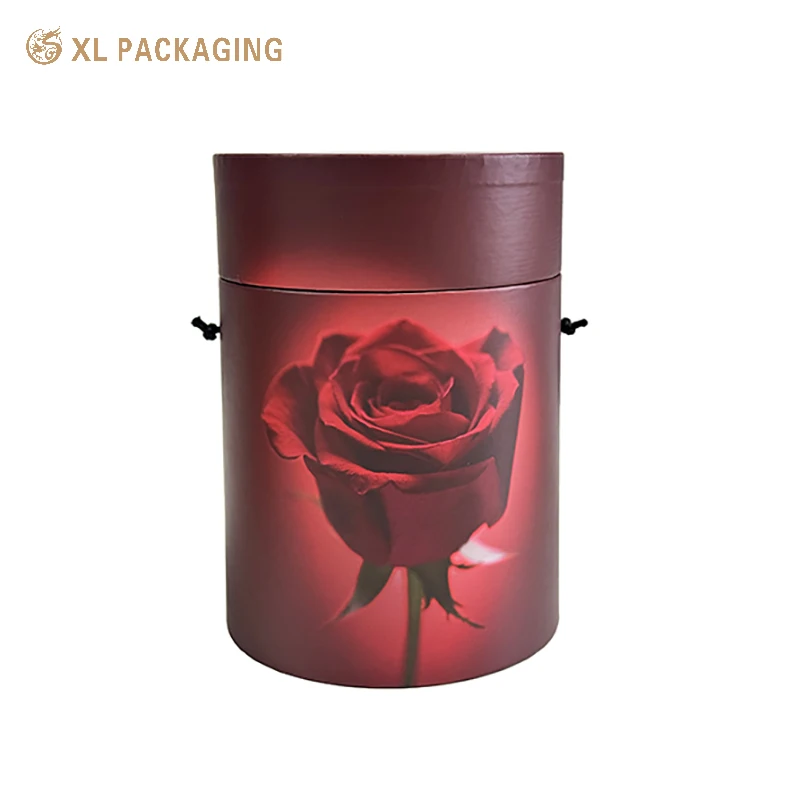 Bio-Degradable Paper Tube Gift Boxes Cylinder Cardboard Round Tube Packaging With Handle Rope