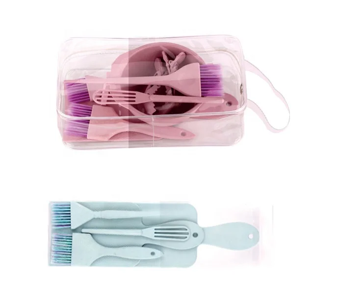 HEYAMO Biodegradable Wheat Straw Factory Direct Sale Natural Hair Clip Dye Brush Tint Brush And Bowl Board Hair Dyeing Gift Set