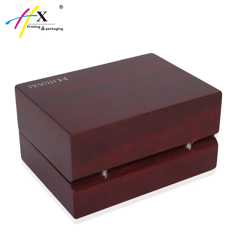 Коробка под заказ Красная деревянная коробка для часов с логотипом из серебряной фольги