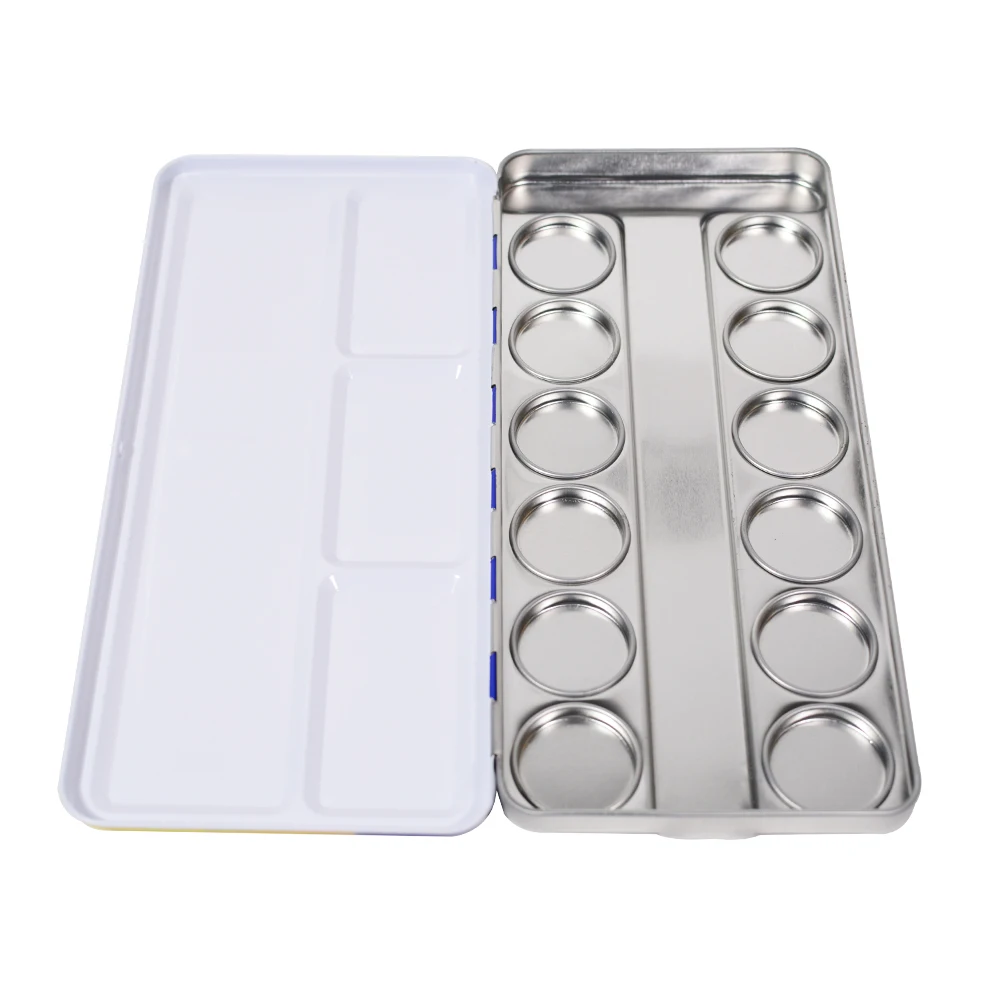 High Quality Custom Printing Logo Rectangular Color Watercolor Paint Paint Tin Can Empty Tin Storage Containers Paint Tin Boxes
