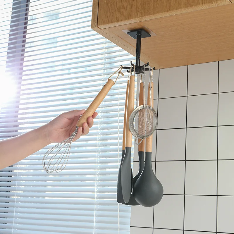 Multifunctional Rotatable Self Adhesive Hooks ,Strong Sticky Kitchenware storage Hooks