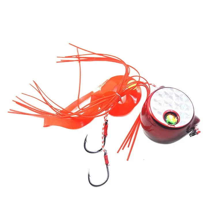 85g 105g Fish Lure Luminous Fast Metal Jig Lure Round Jig lead Head Speed Jigging Lure Fish Bait with skirt