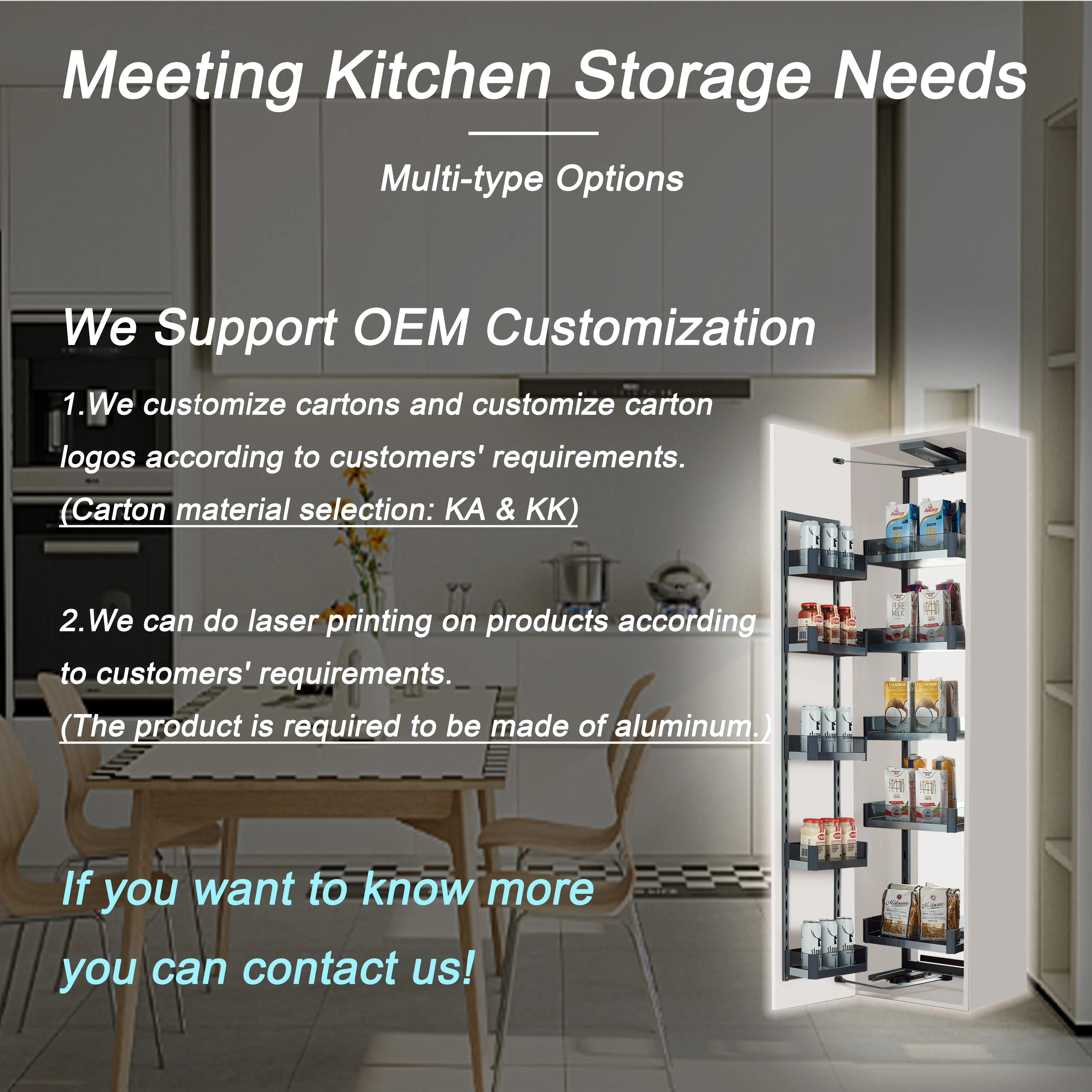 Tall Kitchen Cabinet Pull Out Basket for Food Storage Fixed with Adhesive Non Slip Mat 5 Layers Rack Glass Kitchen Pantry Unit