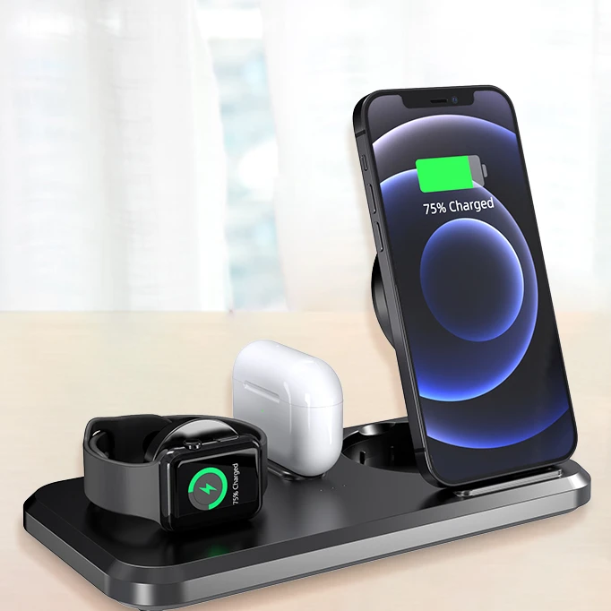 2021 Portable Wireless  Phone Charger Amazon Hot Sell 15w 3 In 1 Quick Charging Wireless Charger