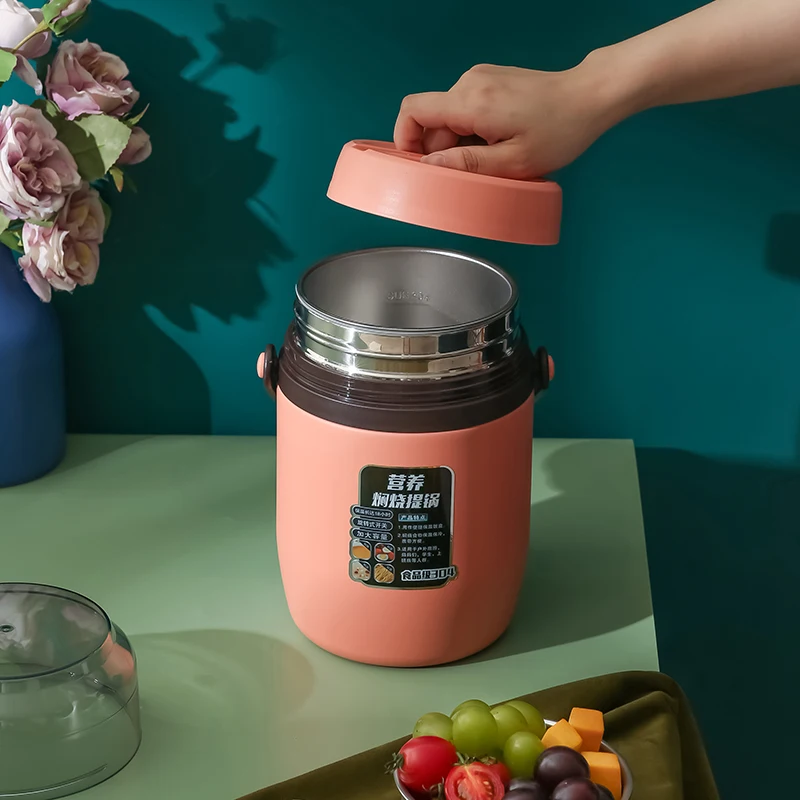 Hongyuan Stainless Steel Double Wall Vacuum Insulated Thermos Hot Food Flask Lunch Box Food Jar Thermos 1.6L/2L For Sales