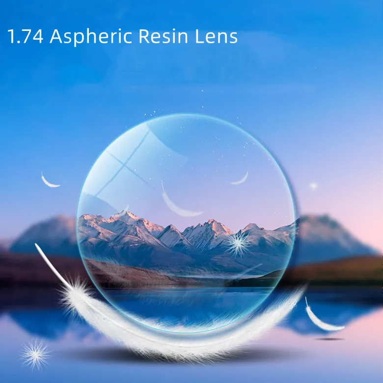 High Index 1.74  Eyeglasses Lenses Utra-thin Aspherical Resin Clear Single Vision RX Lens 1.74