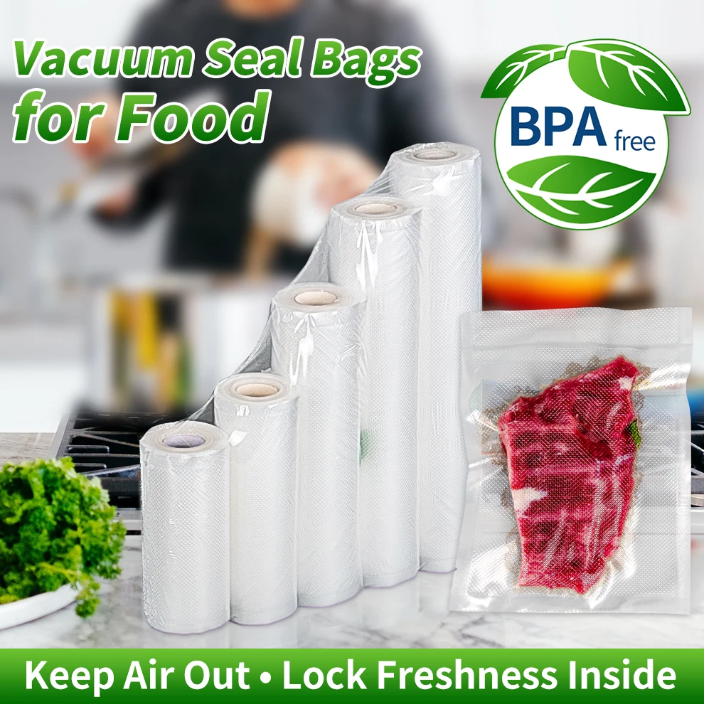 New Technology 70 Micron  Rice Packaging Stock PA PE Fruits Vegetables Sea Food Meat Pork Storage Embossed Vacuum Bag