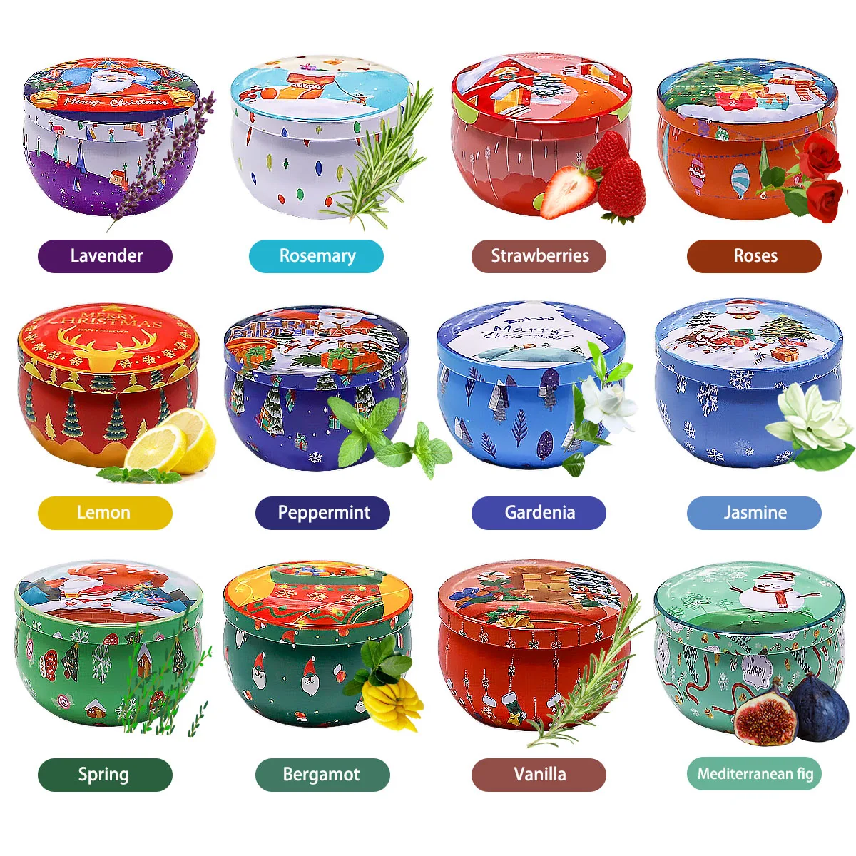 Hot Selling Jar Soy Wax Scented Candle Gift Set Aromatherapy Natural for Decora Travel Home 4 Pack Gift Box Packaging Round