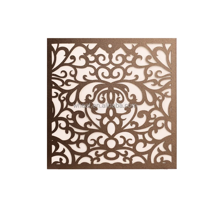 Many Colors in Stock Special Design Customize Printing Paper Card Gold Laser Cut Wedding Invitation with Envelope